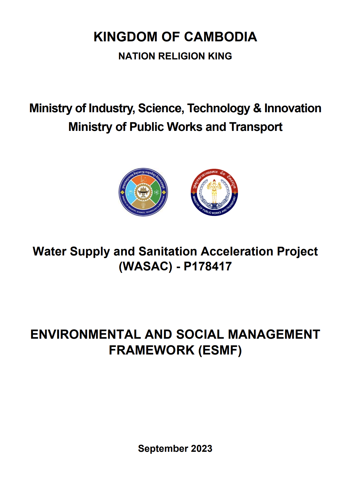 ENVIRONMENTAL AND SOCIAL MANAGEMENT FRAMEWORK (WATER SUPPLY AND SANITATION ACCELERATION PROJECT)