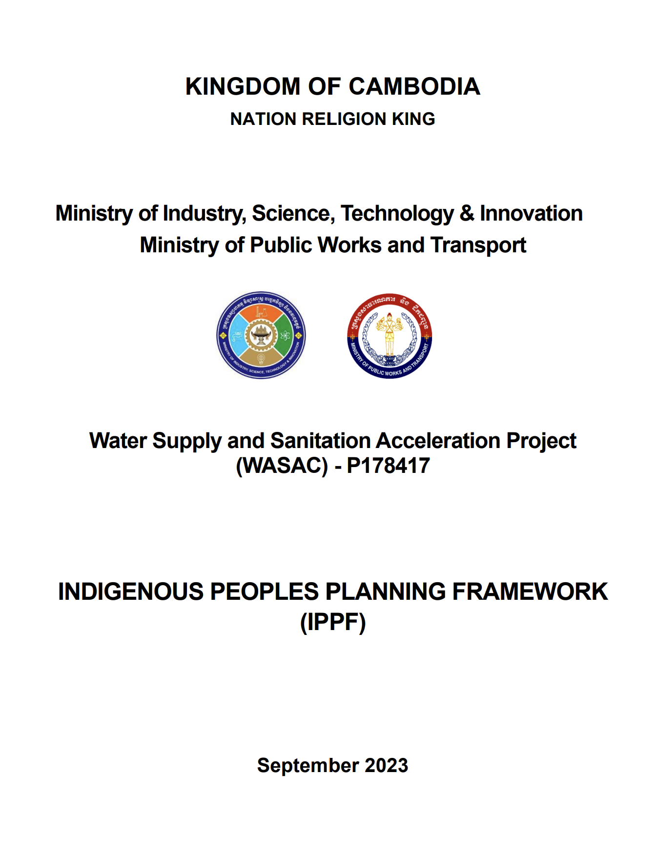 INDIGENOUS PEOPLES PLANNING FRAMEWORK (WATER SUPPLY AND SANITATION ACCELERATION PROJECT)