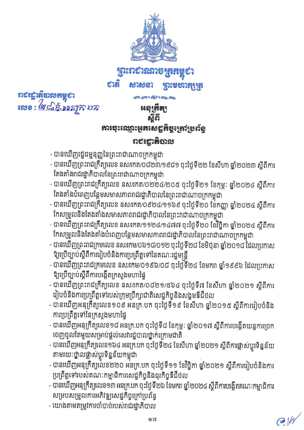 អនុក្រឹត្យស្តីពីការចុះឈ្មោះអ្នកសេដ្ឋកិច្ចក្រៅប្រព័ន្ធ