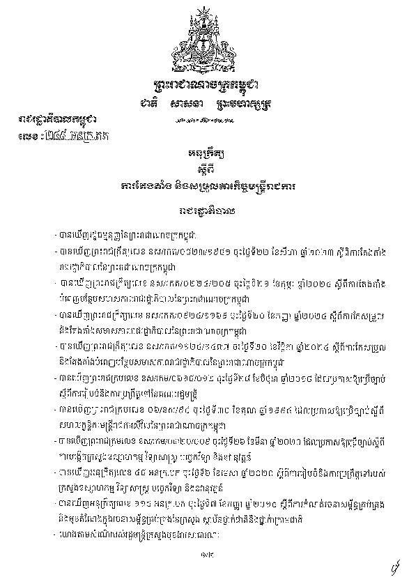 ២៤៩_អនក្រតត_តែងតាំងសម្រួលភារកិច្ចមន្ត្រី